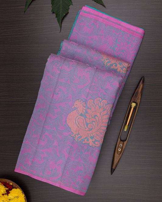LIGHT PLUM COLOUR KANCHIPURAM TRADITIONAL SILK SAREE