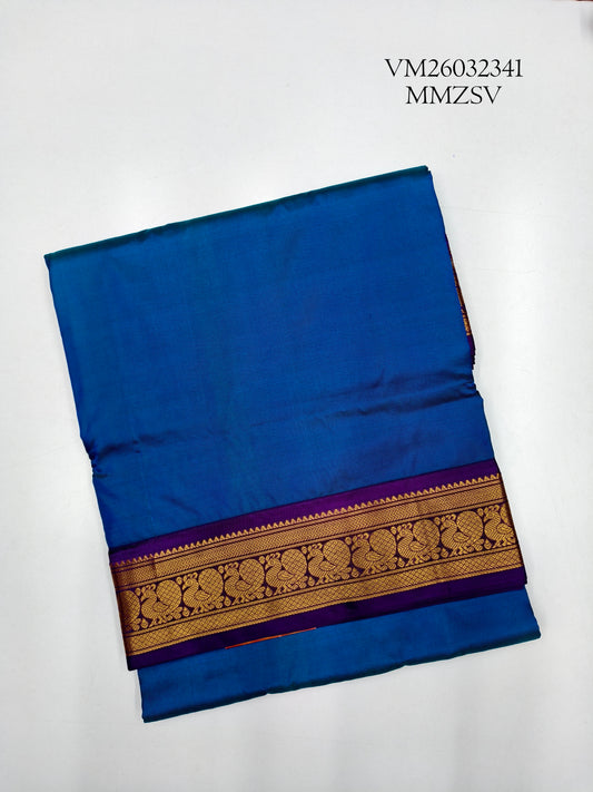 Dark Midnight Blue 9 Yard Pure Silk Saree