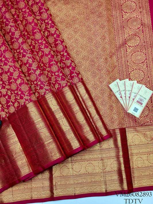Rose Red Traditional Silk Saree