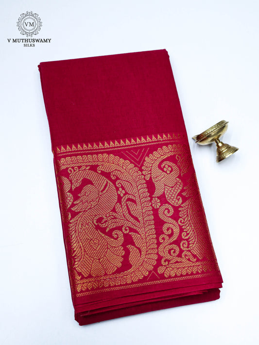 Madurai Sungudi Cotton Saree - Maroon