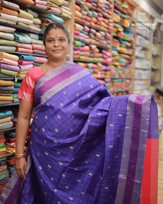 Purple With Pinkish Red Semi Soft Silk