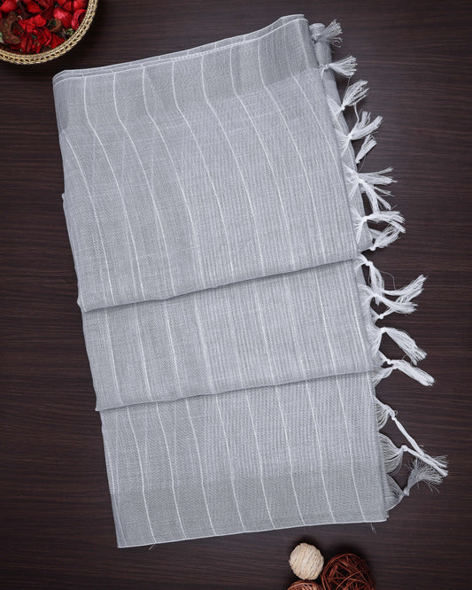 Linen cotton saree grey