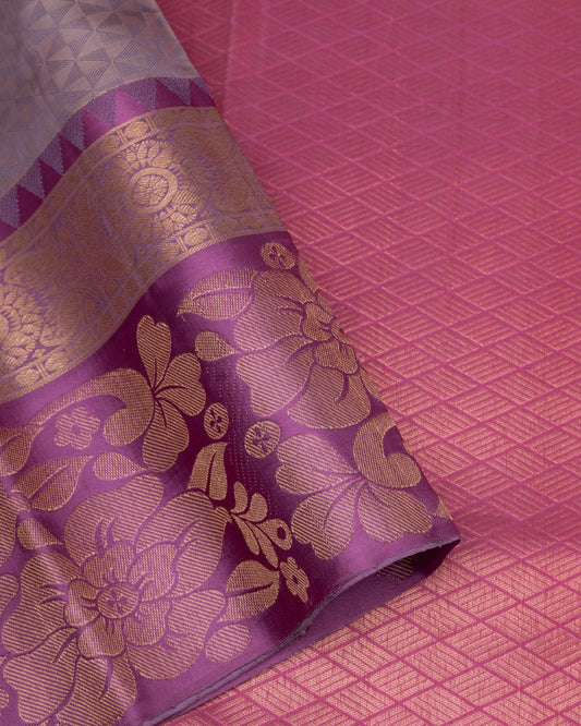 PURPLE GREY KANCHIPURAM TRADITIONAL SILK SAREE
