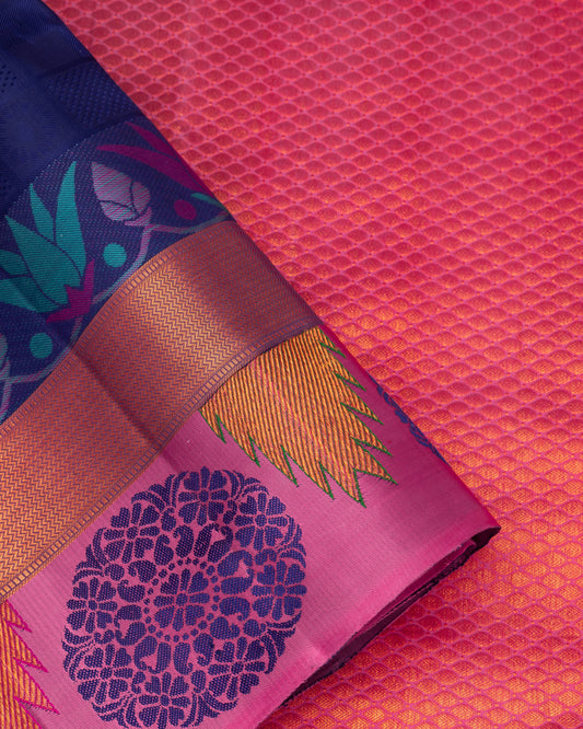 DARK GREY BLUE COLOUR KANCHIPURAM TRADITIONAL SILK SAREE