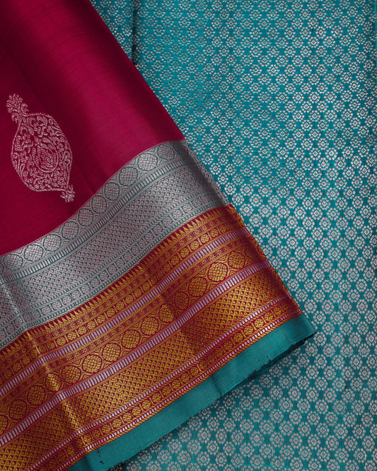 MULBERRY COLOUR KANCHIPURAM TRADITIONAL SILK SAREE