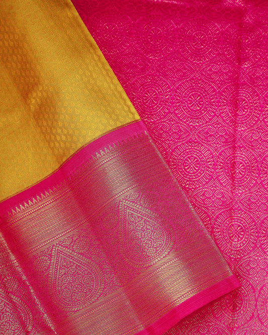 SAFFRON MANGO COLOUR KANCHIPURAM TRADITIONAL SILK SAREE