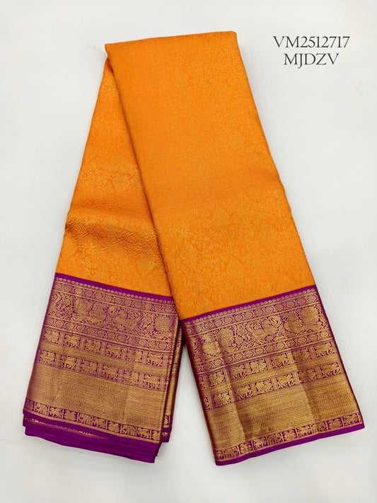 Pumpkin Orange Wedding Silk Saree