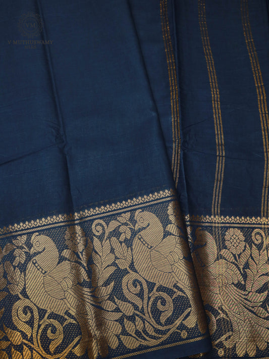 Madurai Sungudi Cotton Saree - Navy Blue