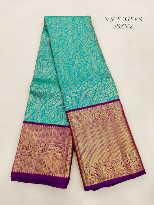 Blue Green Wedding Silk Saree