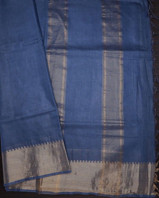 Grey Blue Fancy Cotton Sarees