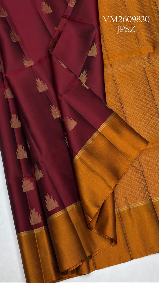 Wine Berry Handloom Soft Silk Saree