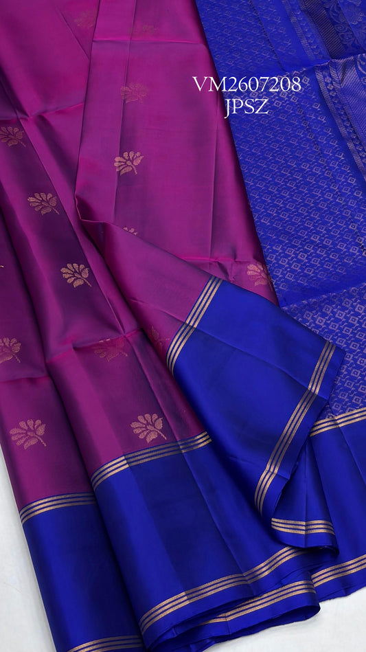 Purple Jam Handloom soft Silk Saree