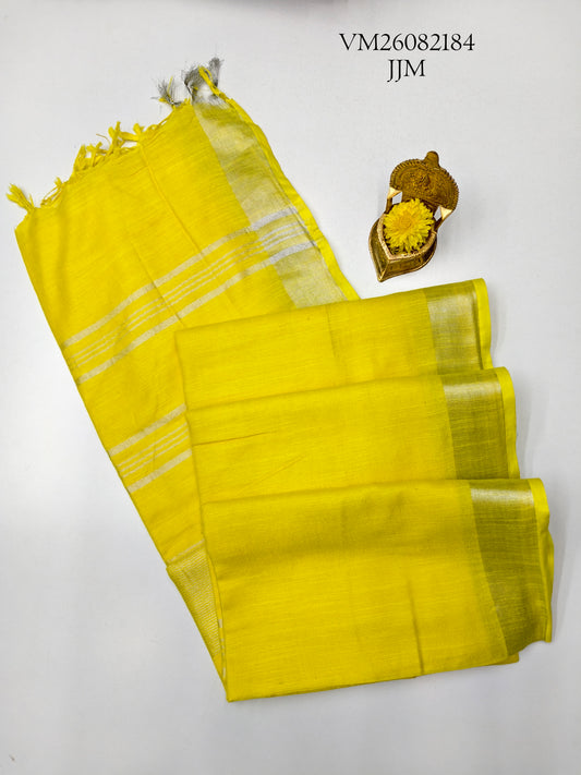 Golden Yellow Linen Cotton Saree