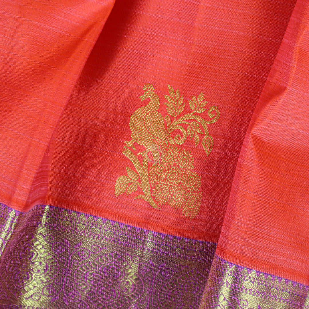 VM23071879 Orange with Violet Wedding silk saree