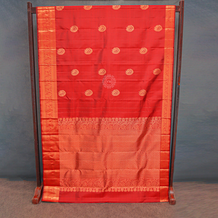 VM23071389 Red brown with Lava red Wedding silk saree