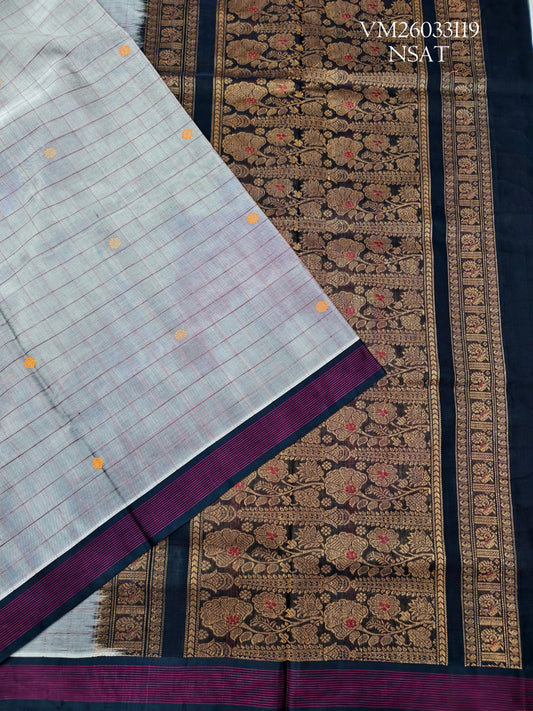 Grey colour Handloom Pure Cotton Saree