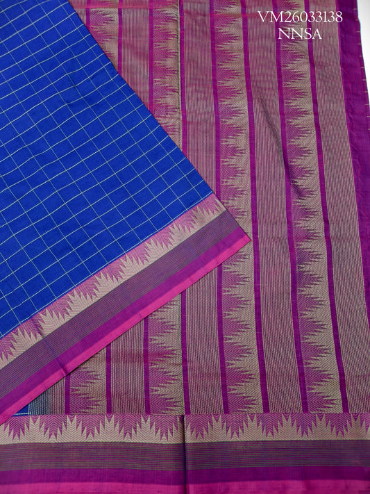 Royal blue Handloom Pure Cotton Saree