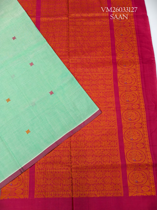 Pista green Handloom Pure Cotton Saree