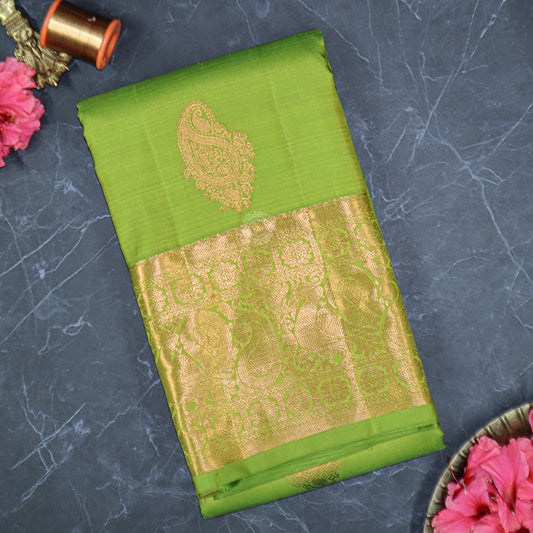 VM23071375 Green with Light gold Wedding silk saree