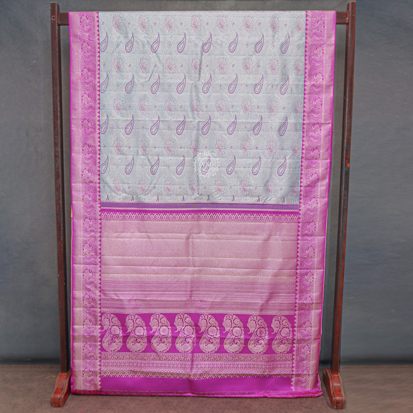 VM23074237 Cyan with Violet kanchipuram wedding silk saree