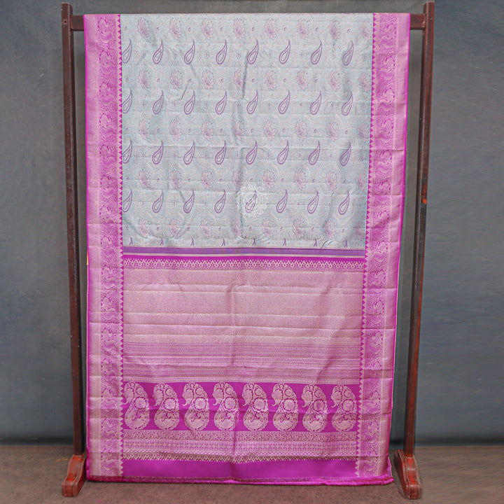 VM23074237 Cyan with Violet kanchipuram wedding silk saree