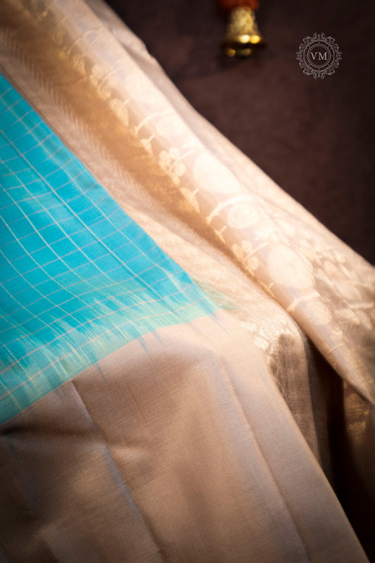 Pacific Blue Handloom soft silk saree