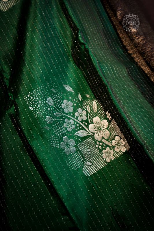 Pine Green Handloom soft silk saree