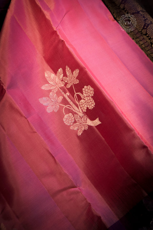 Rose Pink Handloom soft silk saree