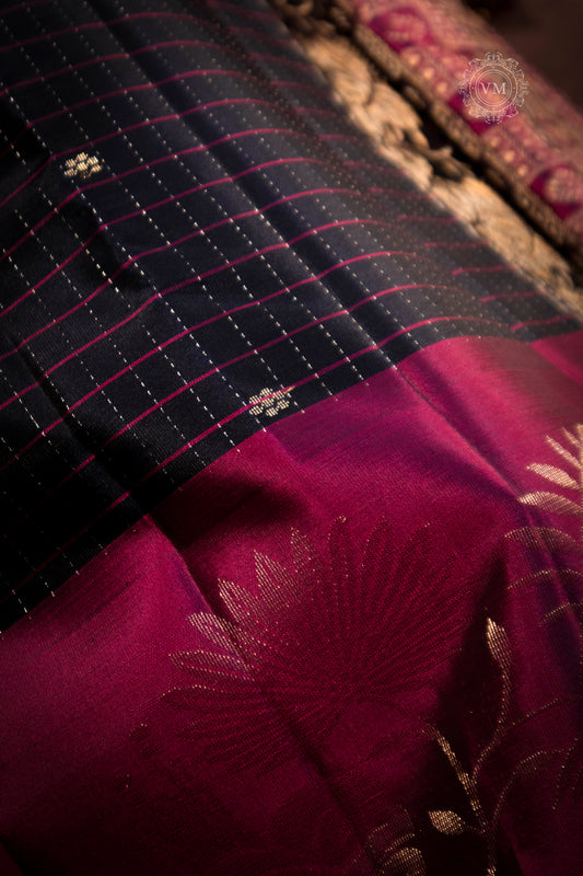 Velvet Maroon Handloom soft silk saree