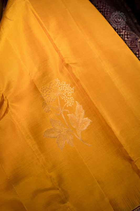 Lightning Yellow Handloom soft silk saree