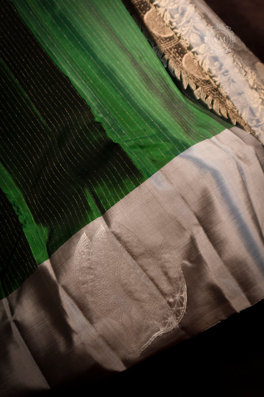 Camo Green Handloom soft silk saree