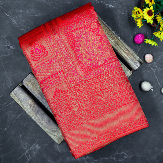 VM230729 Reddish kanchipuram wedding silk saree