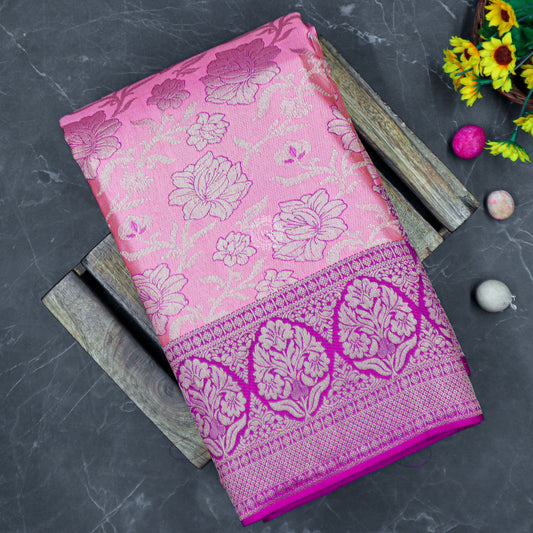 VM23074235 Pink with Violet kanchipuram wedding silk saree