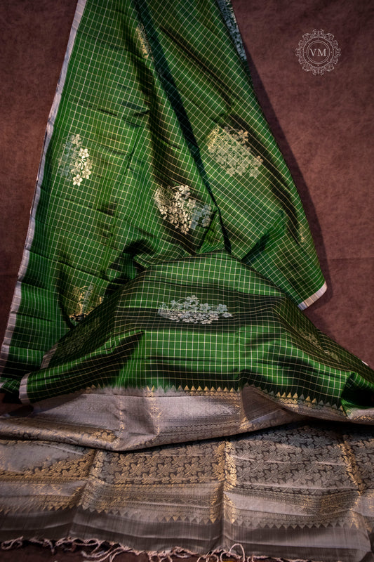 Forest Green Handloom soft silk saree