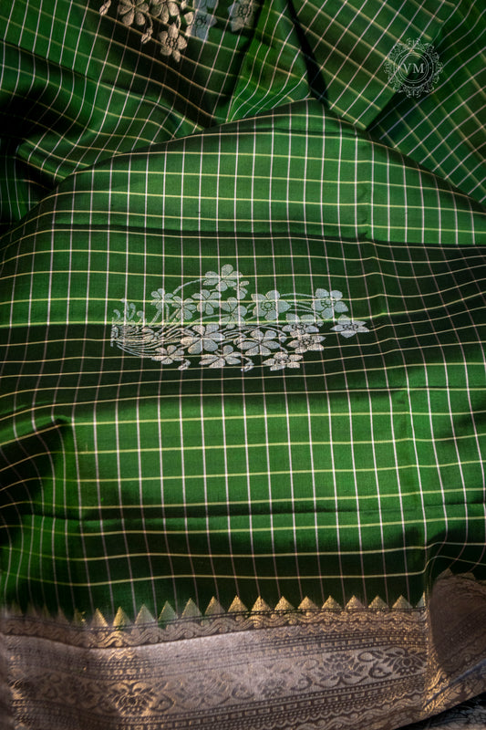 Forest Green Handloom soft silk saree