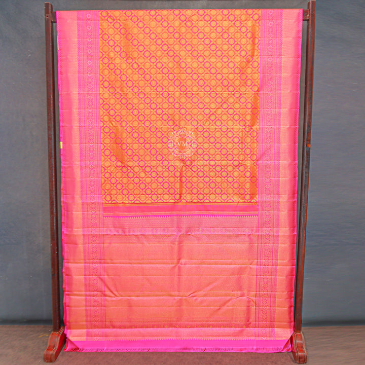 VM23074250 Orange with Pink  kanchipuram wedding silk saree