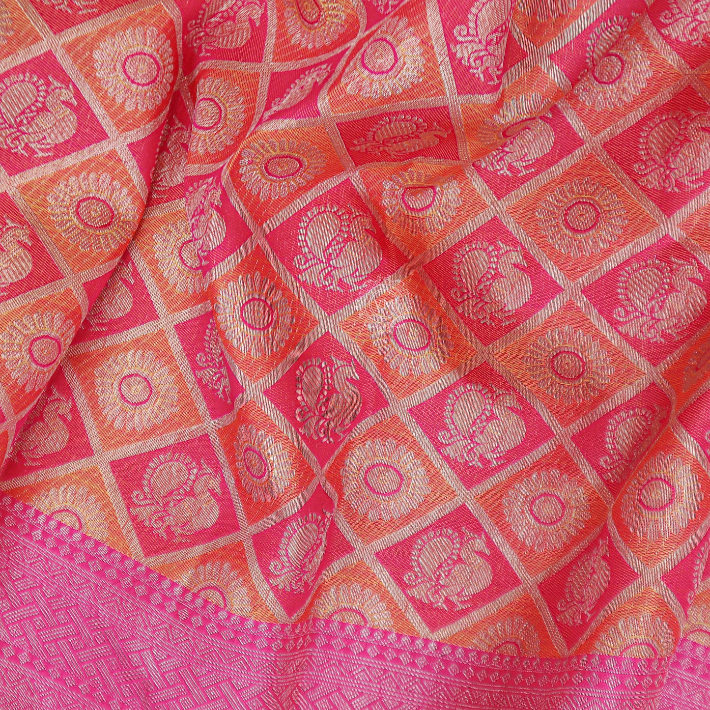 VM23074255 Light Orange with Violet purple kanchipuram wedding silk saree