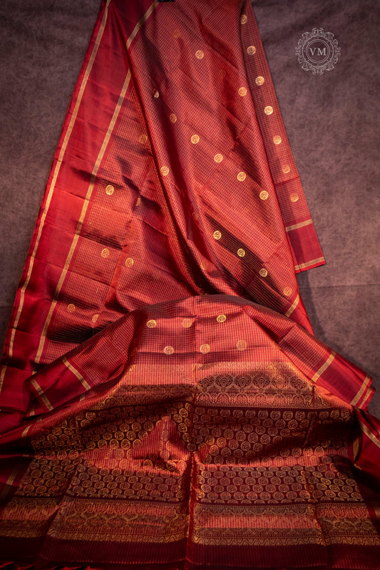 Brick Red Handloom Soft Silk Saree