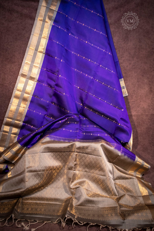 Violet Blue Handloom soft silk saree