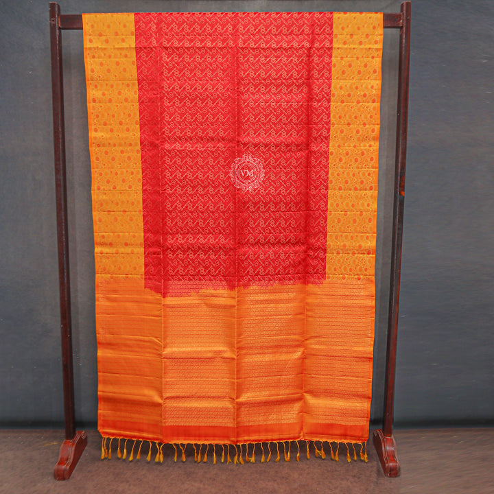 VM Red with Yellowish Orange Soft silk saree VM23076065