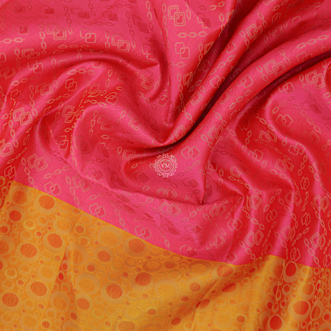 VM Pinkish red with Yellowish orange Soft silk saree VM23076058
