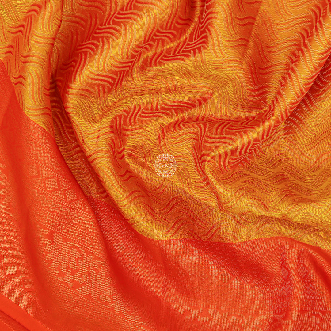VM Old Gold with Burning Orange Soft silk saree VM23076076