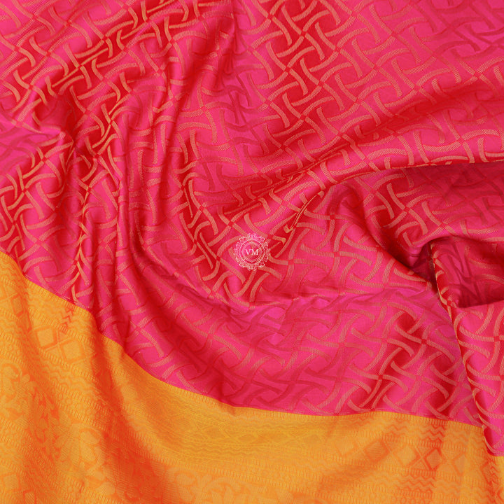 VM Magenta Red with Yellowish Orange Soft silk saree VM2307672