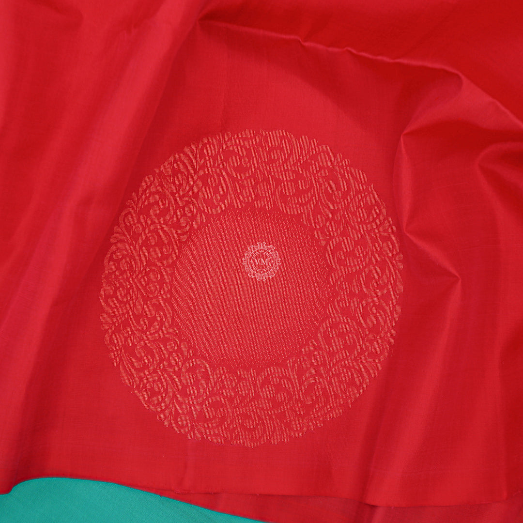 VM Red with Cyan Soft silk saree VM230874