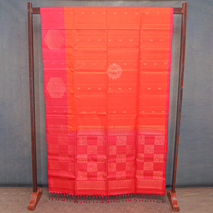 VM Orangey Red with Pinkish Red Soft silk saree VM230889