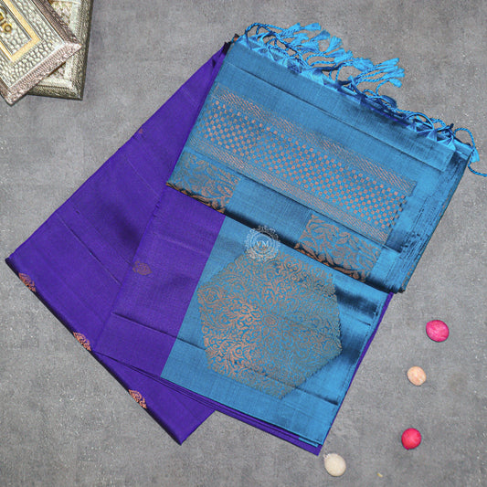 VM Blue Purple with Cyan blue Soft silk saree VM230893