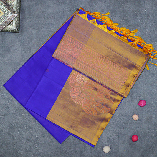 VM Blue Purple with Yellowish Orange Soft silk saree VM230895