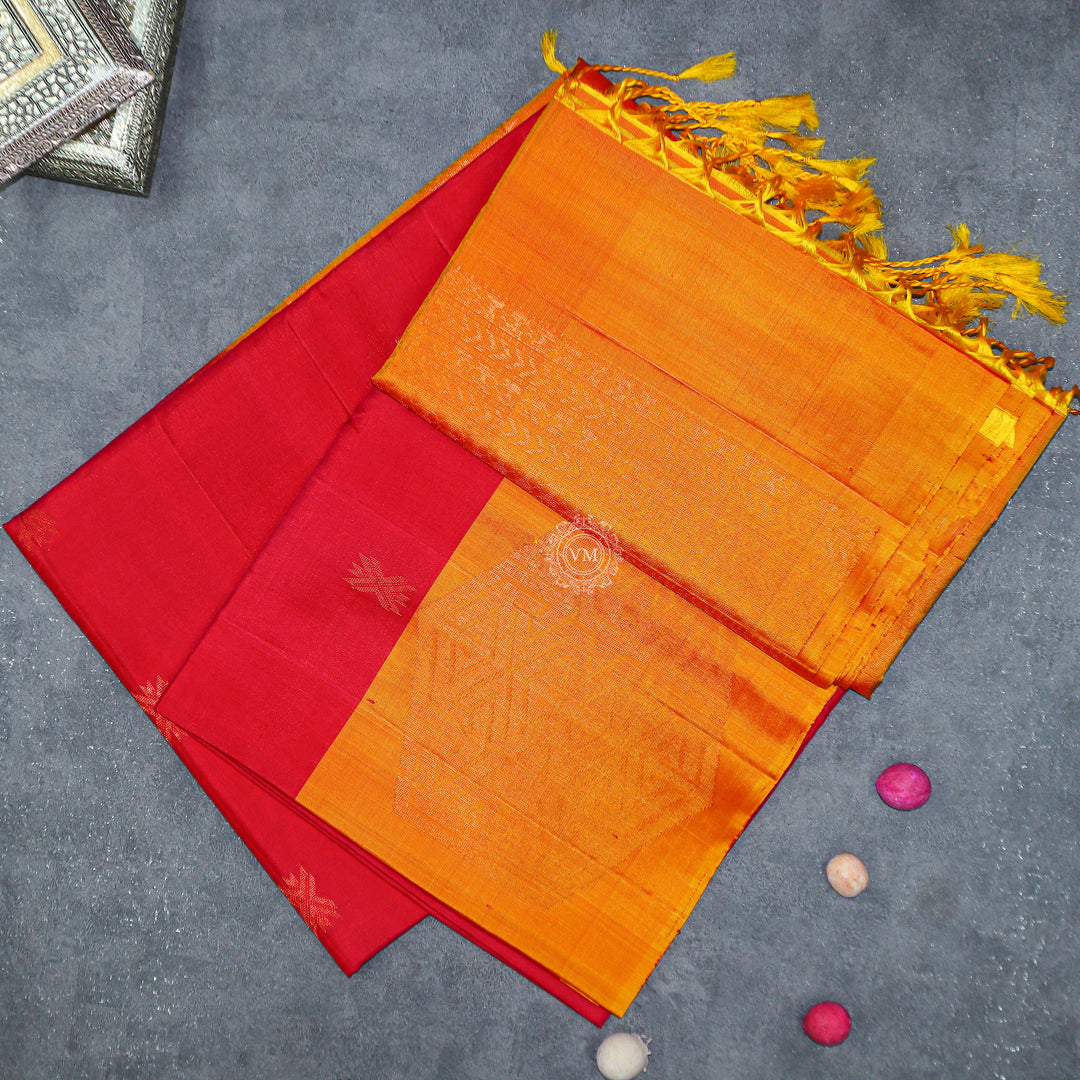 VM Red with Orange Soft silk saree VM230880