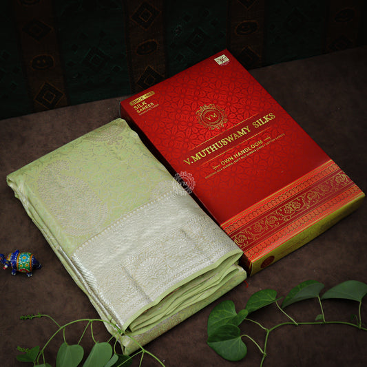 VM23082303 Light Green with kanchipuram wedding silk saree