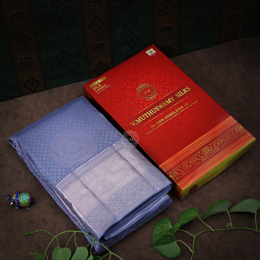 VM23082294 Purply Blue with Trendy Pink kanchipuram wedding silk saree